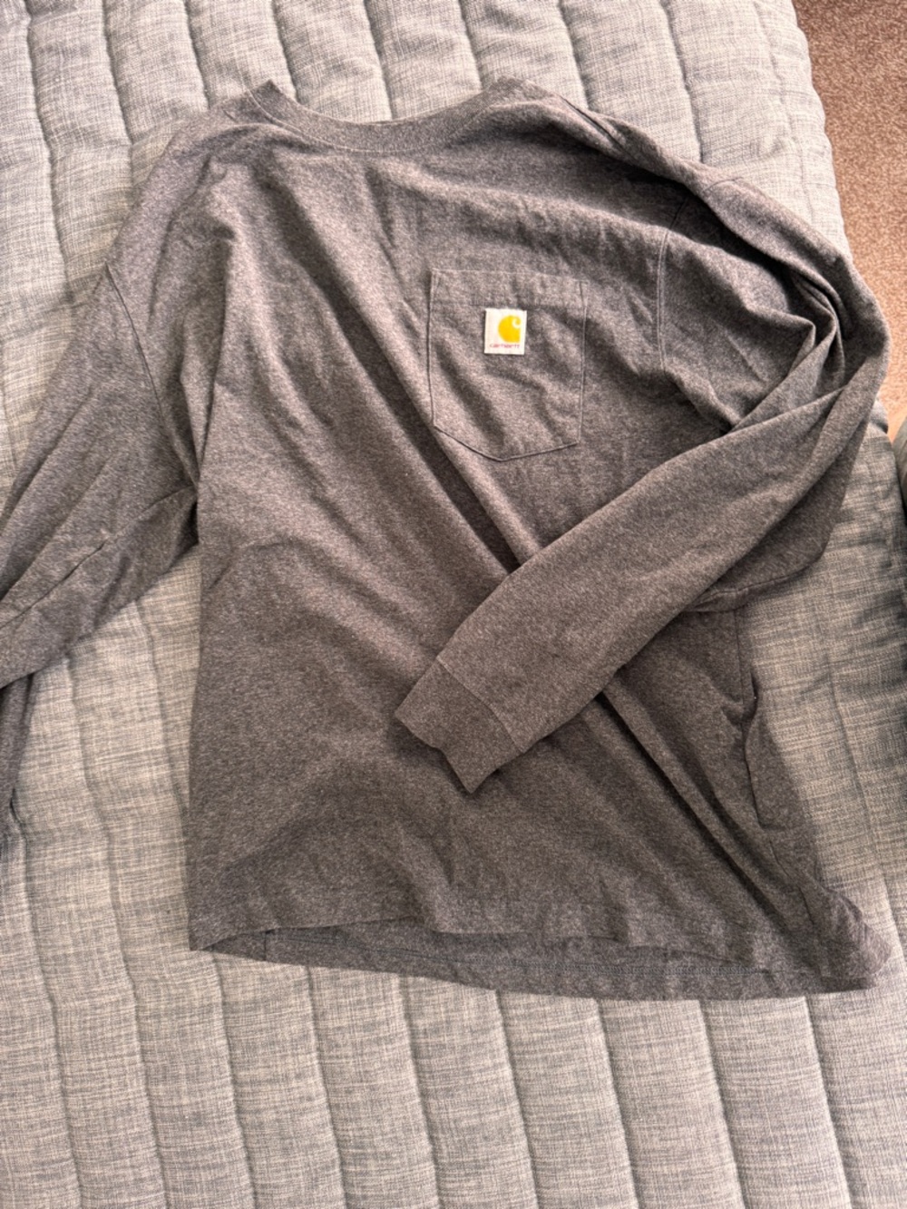 Carhartt Dark Gray Long Sleeve Pocket Tee with Logo Patch